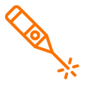 A orange drawing of an electric screwdriver.